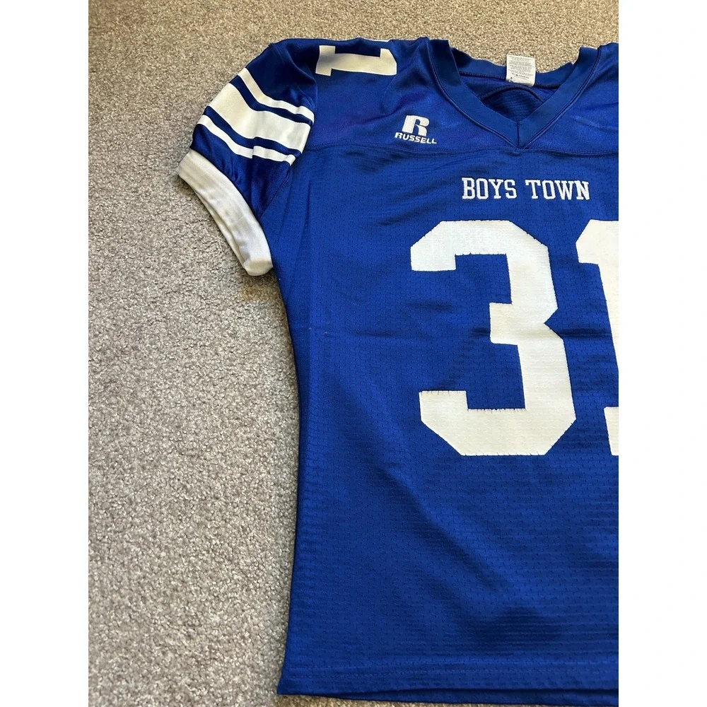 Russell Athletic Football Jersey Boys Town 31 Large Blue Excellent Mesh Shirt
